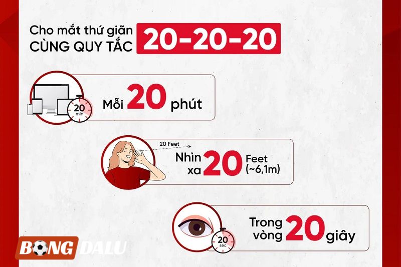 Áp dụng quy tắc 20-20-20 cho mắt để giữ sức khỏe soi kèo đêm Bắc Mỹ
